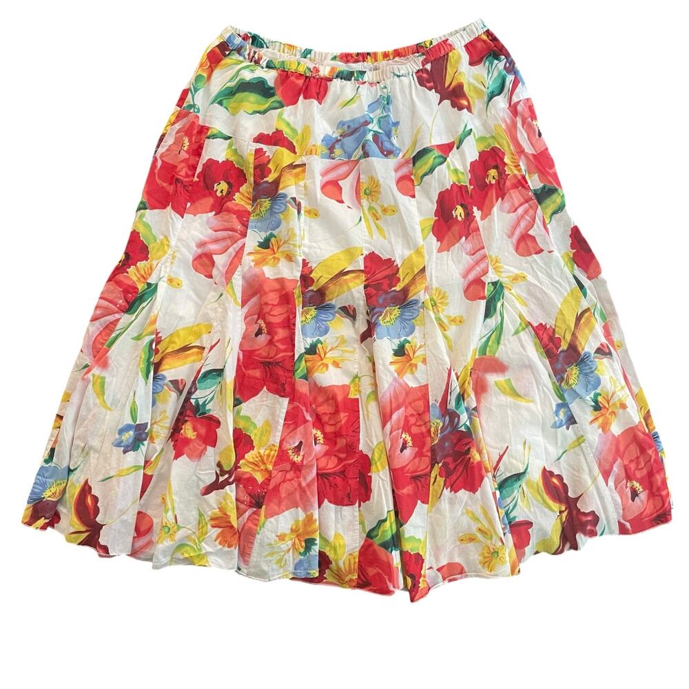 Vintage Potpourri Floral Flared Cotton Aline Skirt Size Medium EUC
